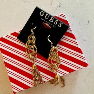 Guess gold colored dangle earrings